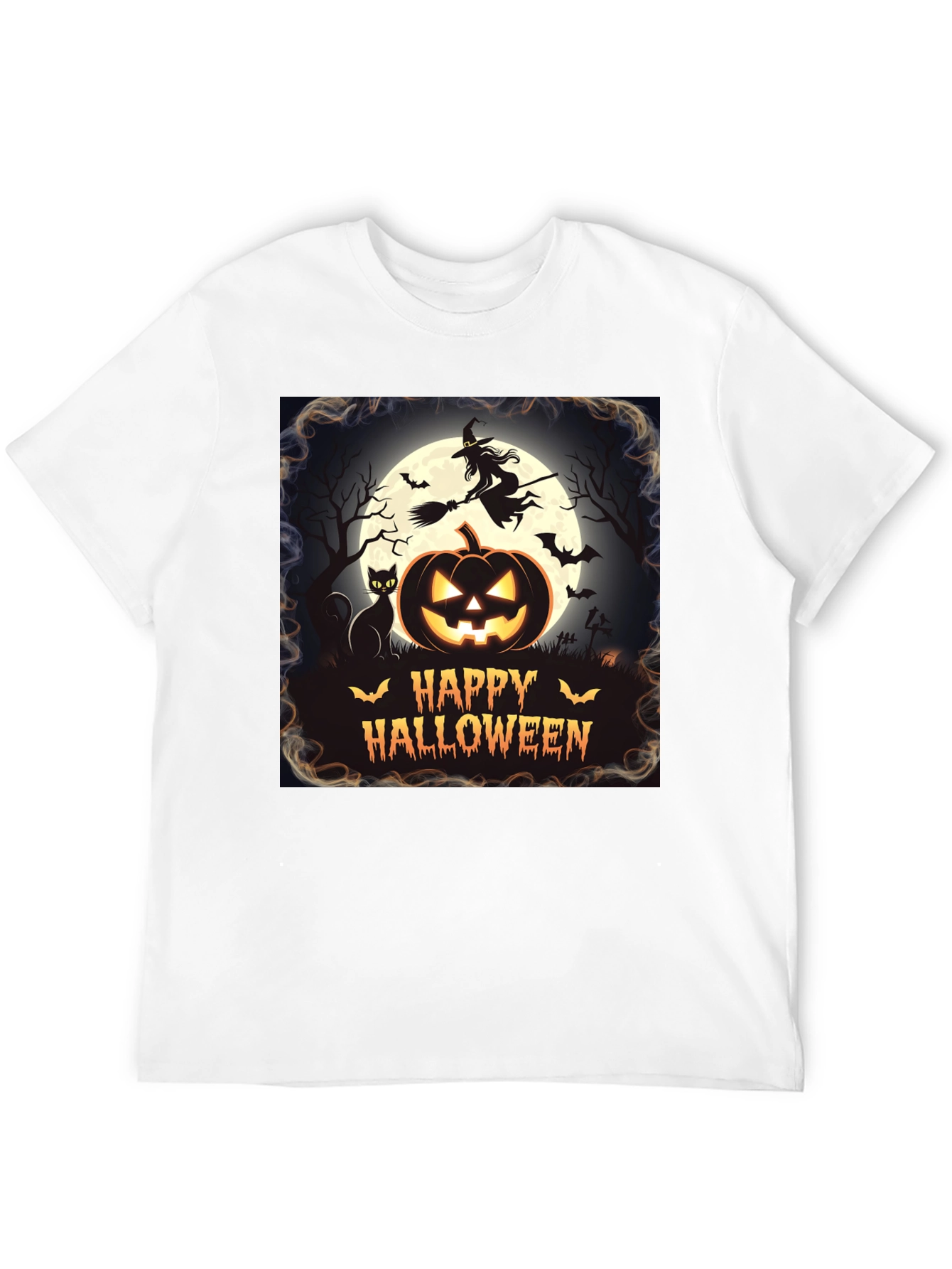 Halloween T-Shirt Witch Cat Pumpkin Design