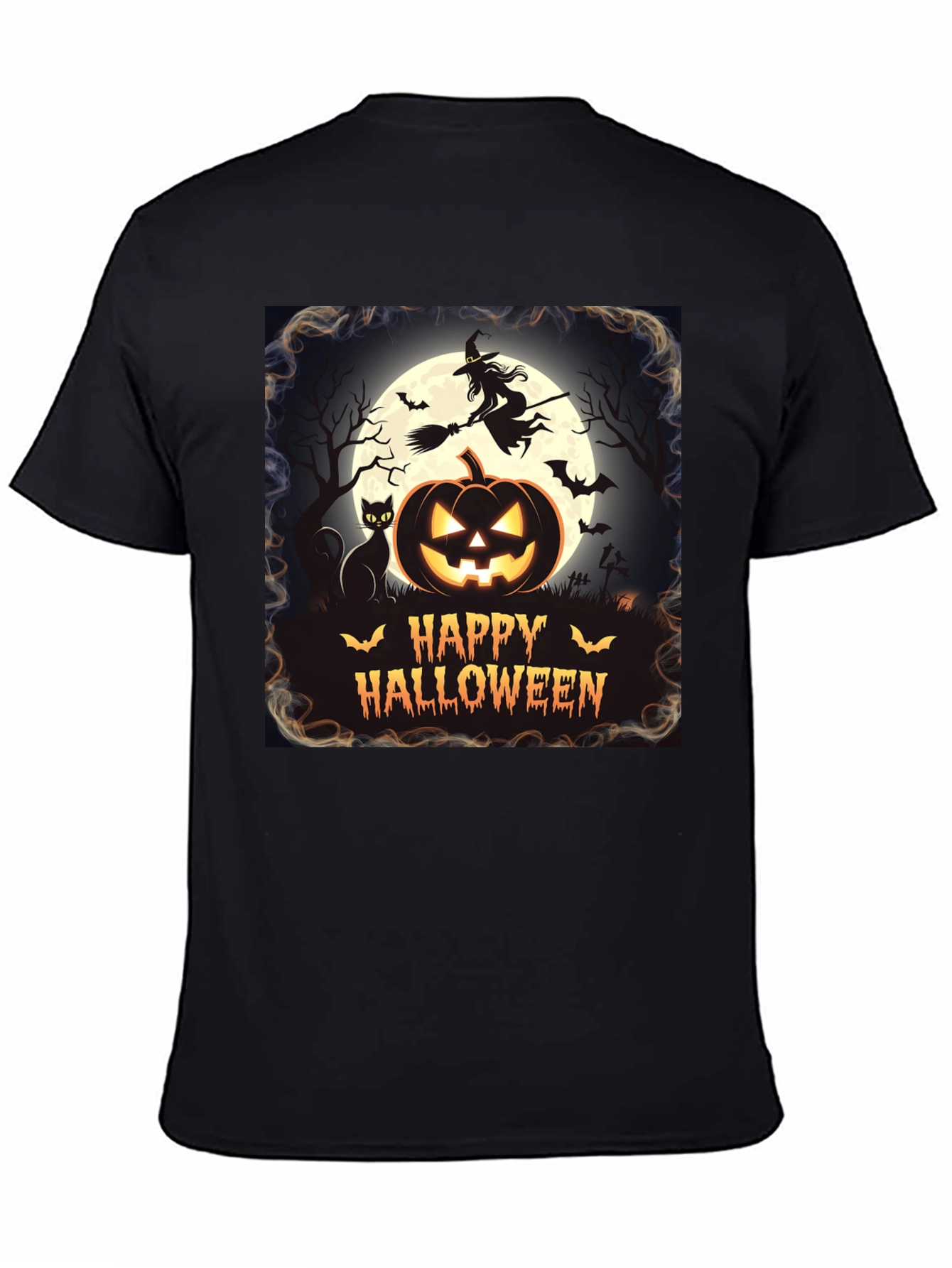 Halloween T-Shirt Witch Cat Pumpkin Design
