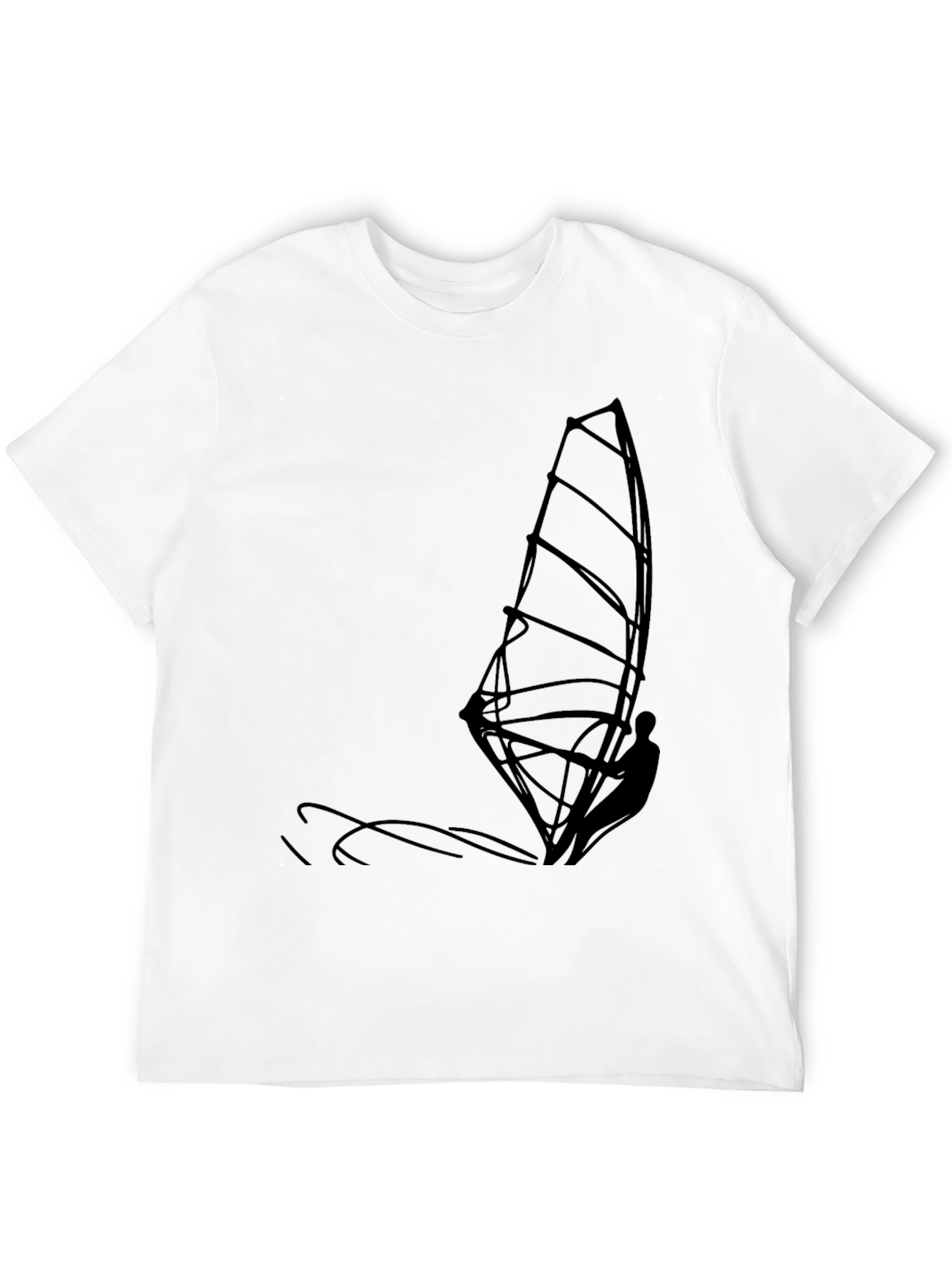 Mens Black T-Shirt with Windsurfer Graphic