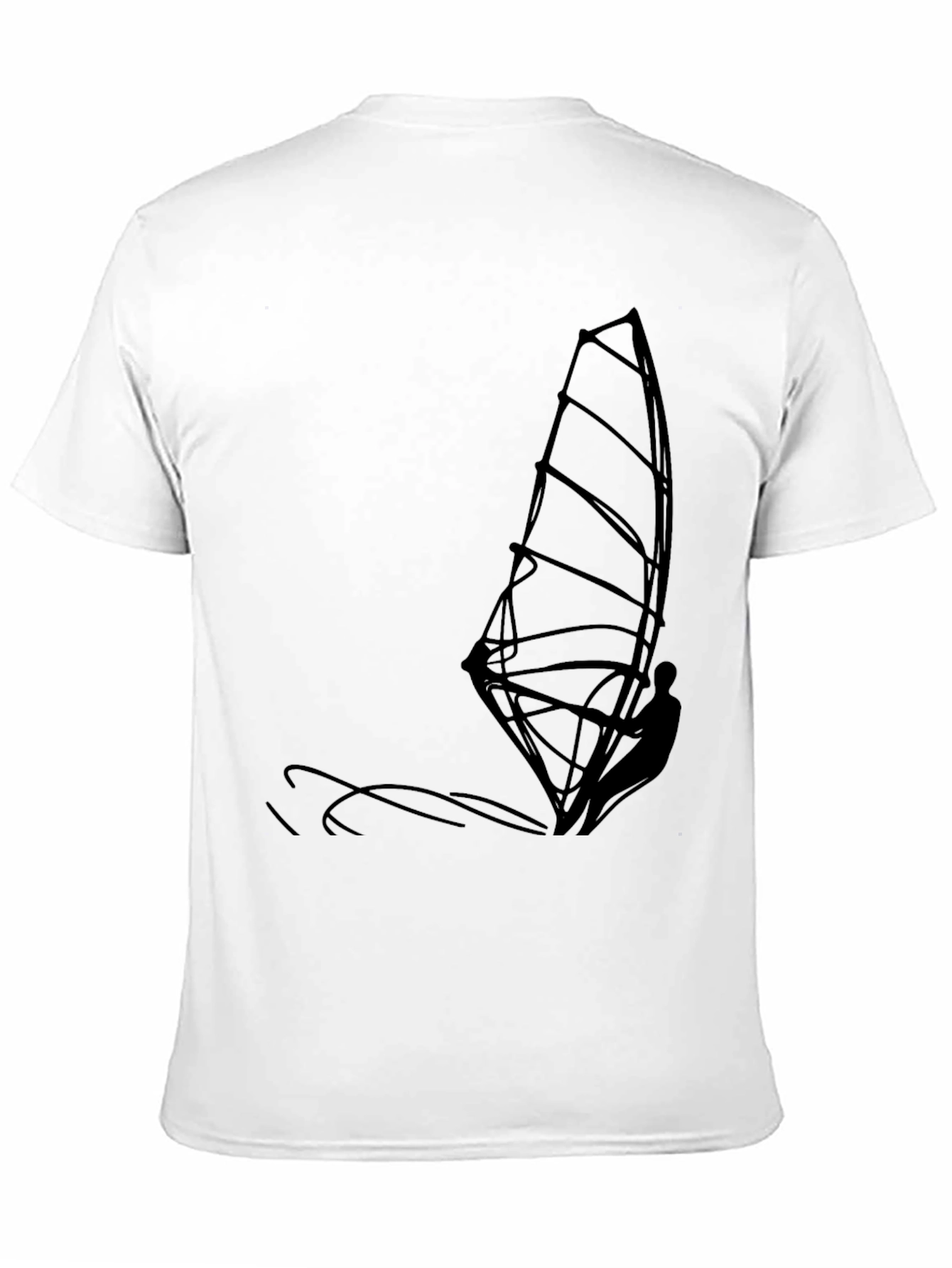 Mens Black T-Shirt with Windsurfer Graphic
