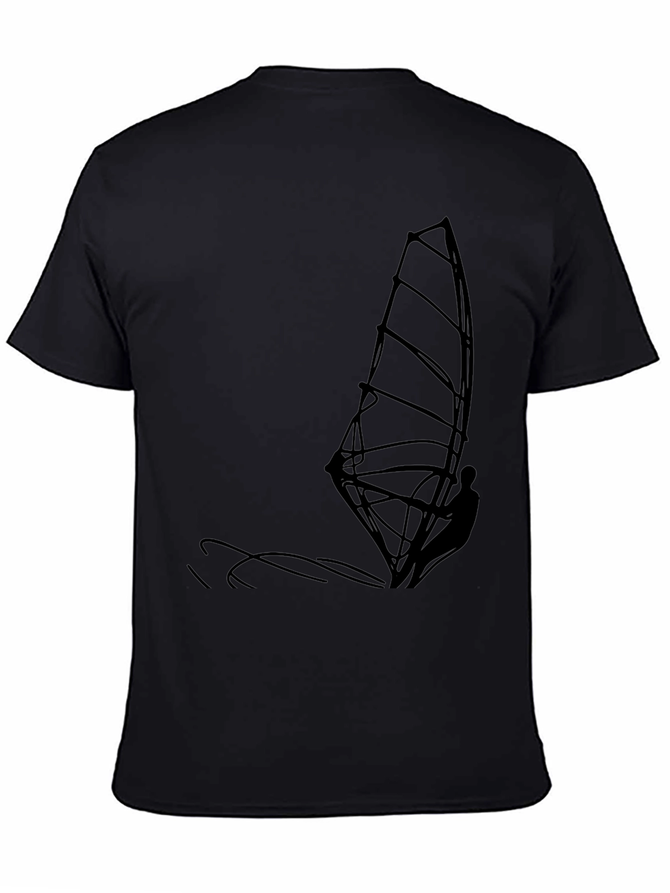 Mens Black T-Shirt with Windsurfer Graphic