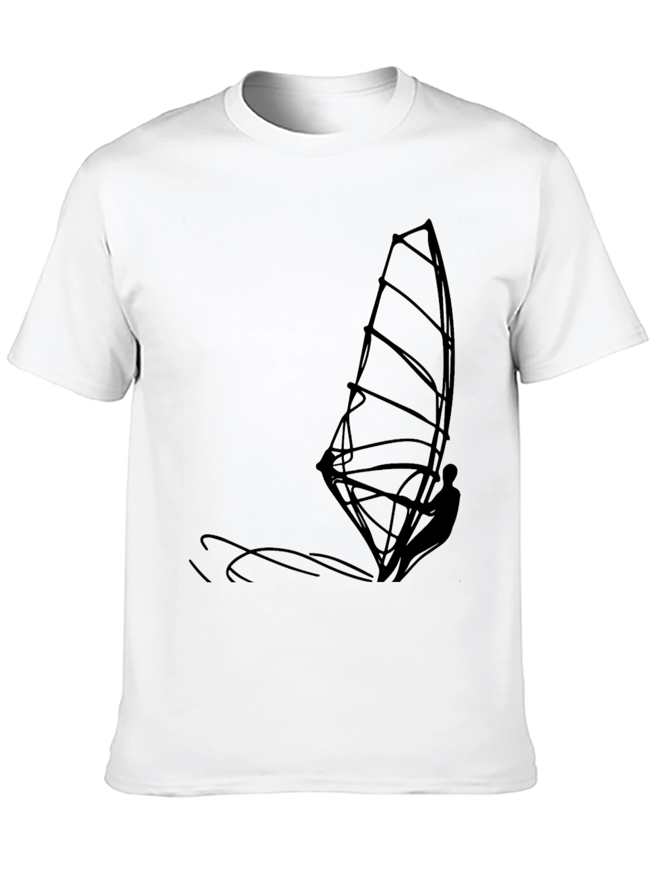 Mens Black T-Shirt with Windsurfer Graphic