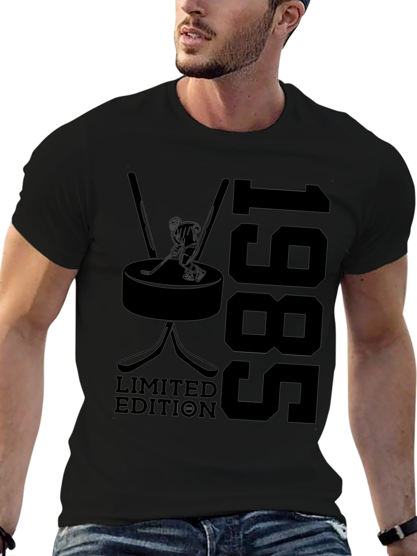 Limited Edition 1985 Hockey T-Shirt - Classic Black Tee