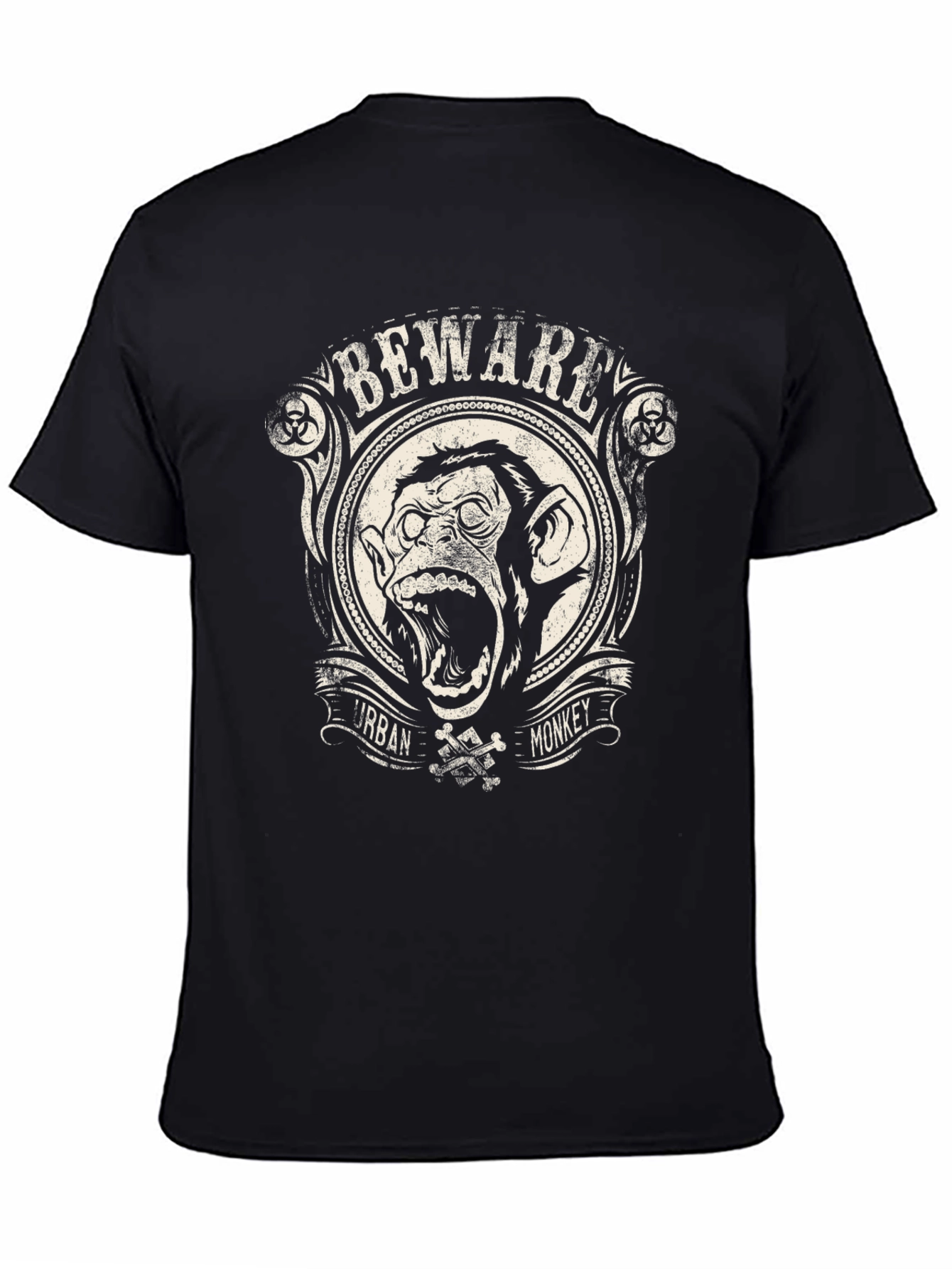 Beware Urban Monkey Graphic T-Shirt - Black