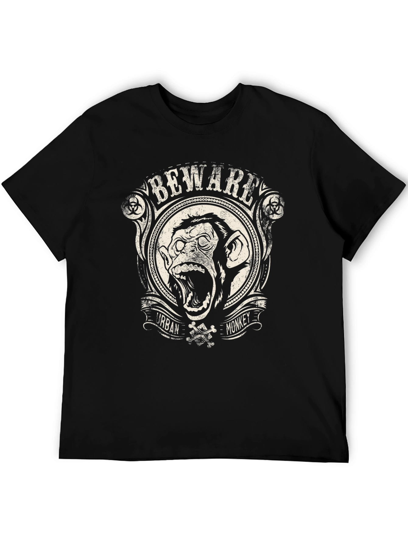 Beware Urban Monkey Graphic T-Shirt - Black