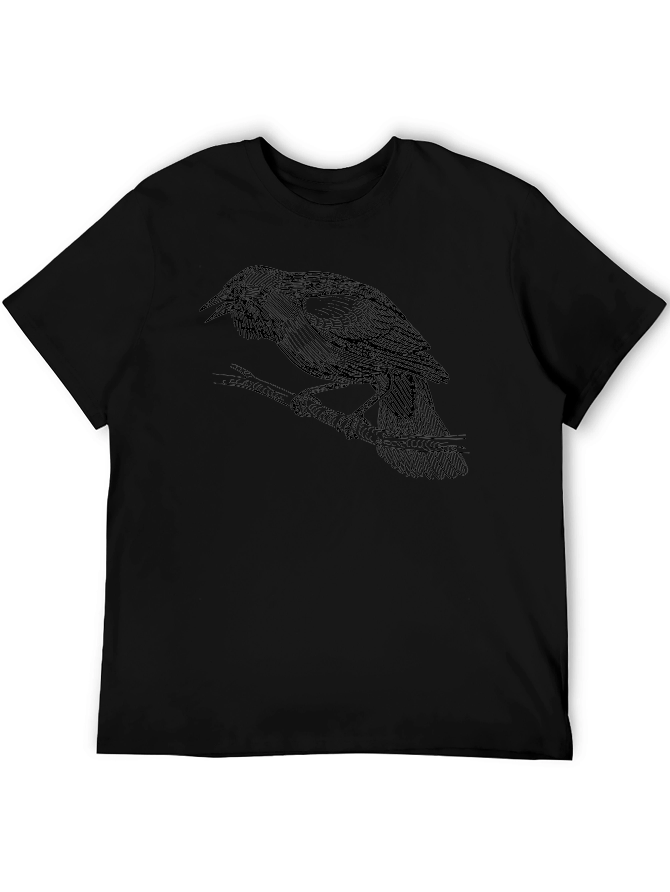 Raven Graphic Tee - Black Cotton T-Shirt