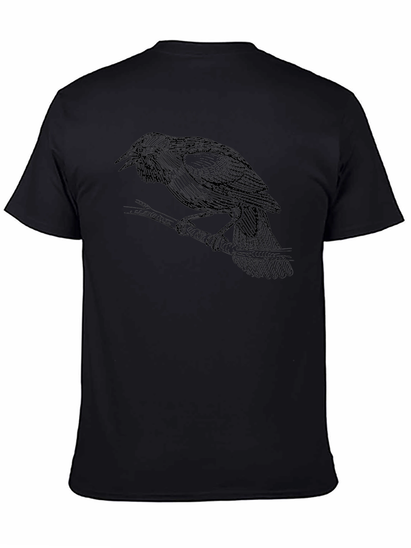 Raven Graphic Tee - Black Cotton T-Shirt