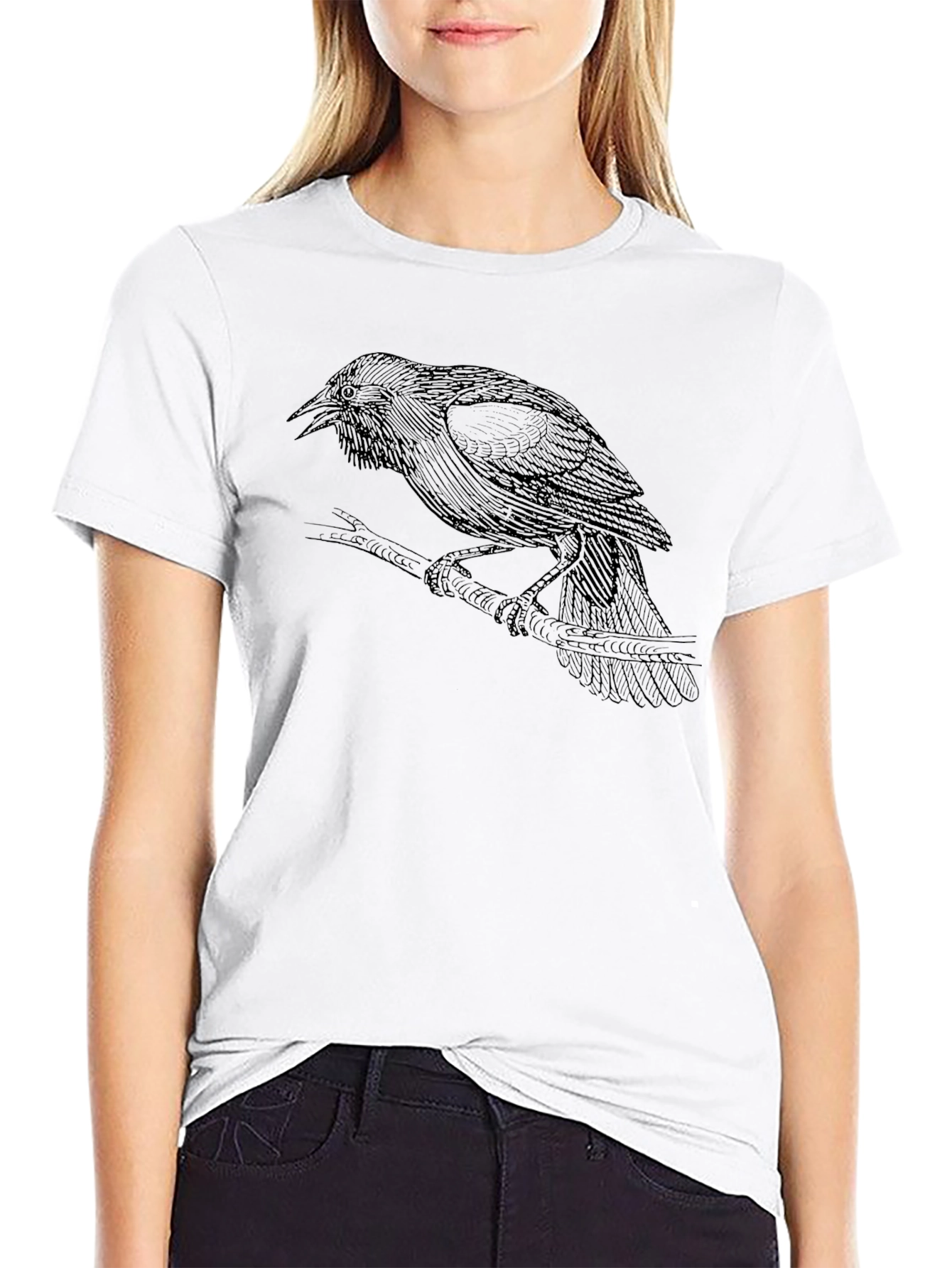 Raven Graphic Tee - Black Cotton T-Shirt