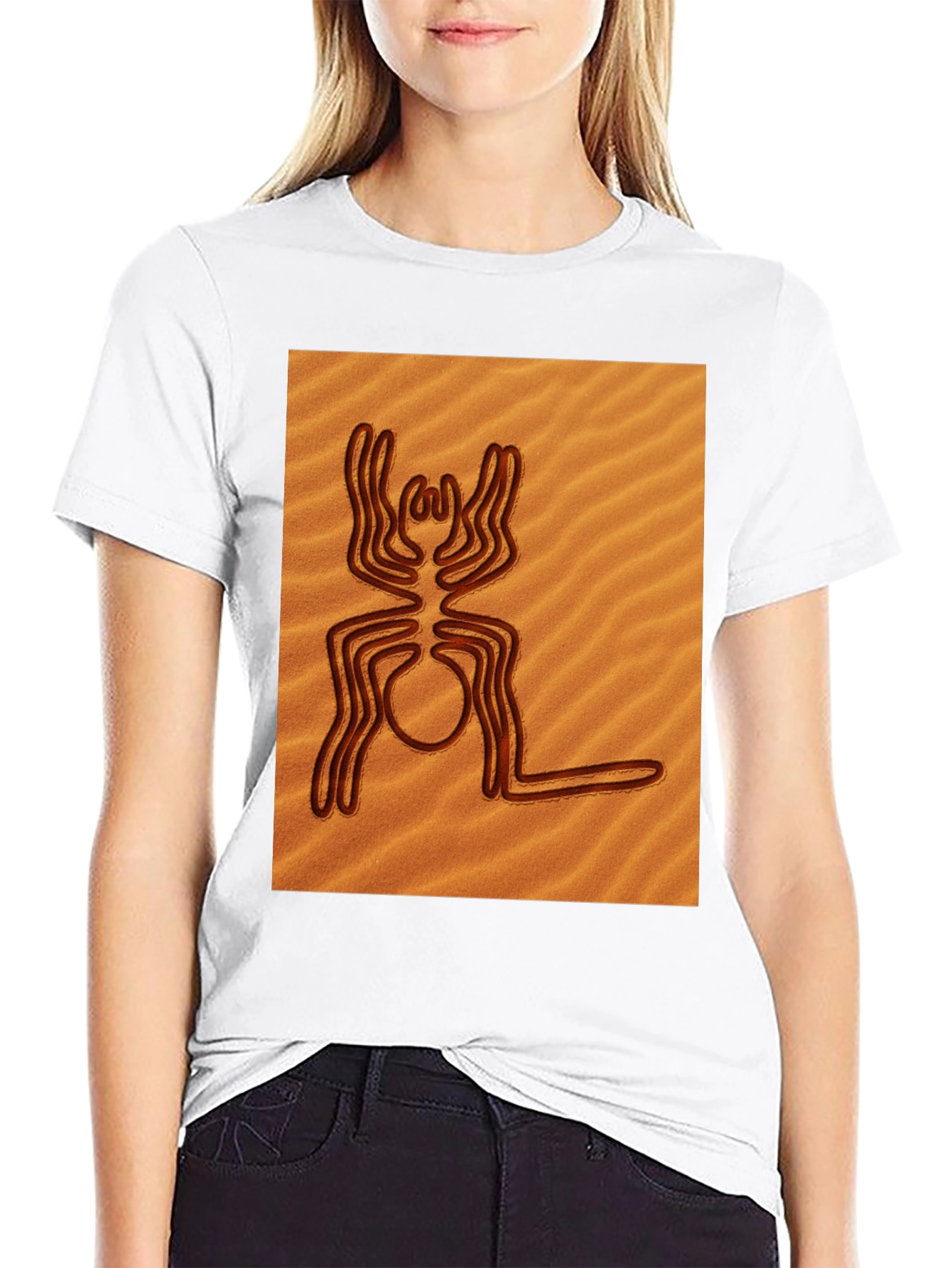 Nazca Lines Spider Graphic Tee - Unique Art Shirt