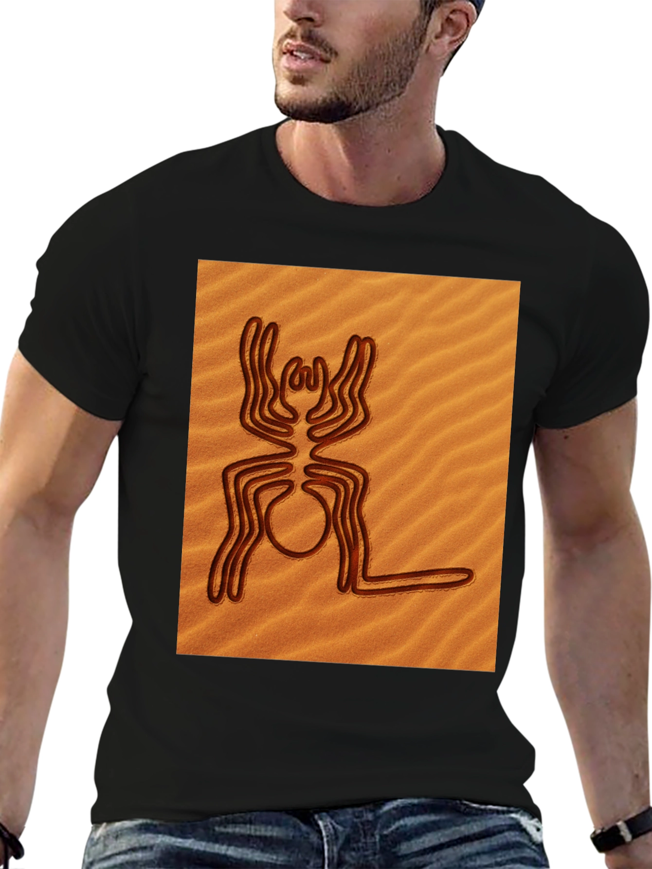 Nazca Lines Spider Graphic Tee - Unique Art Shirt