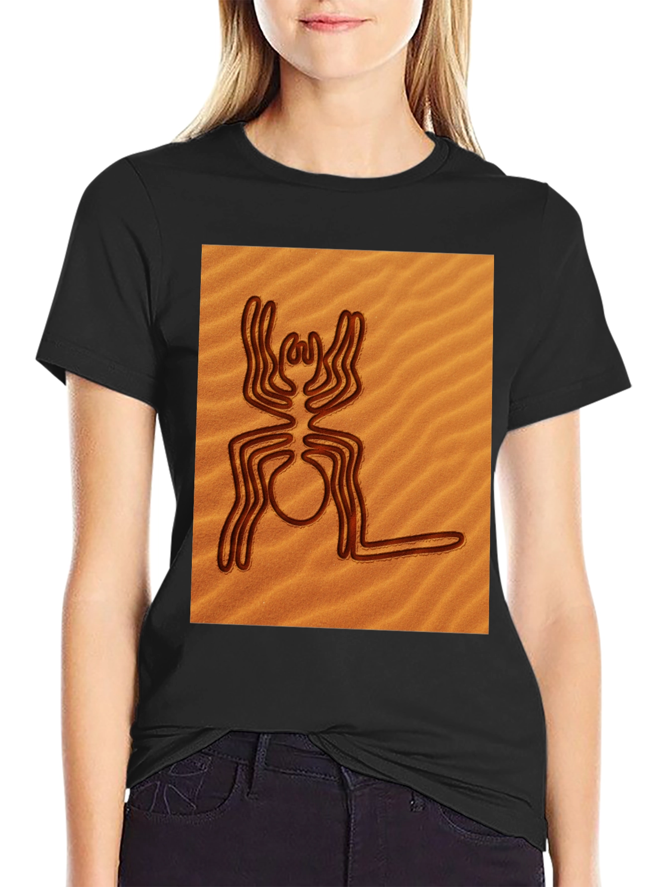 Nazca Lines Spider Graphic Tee - Unique Art Shirt
