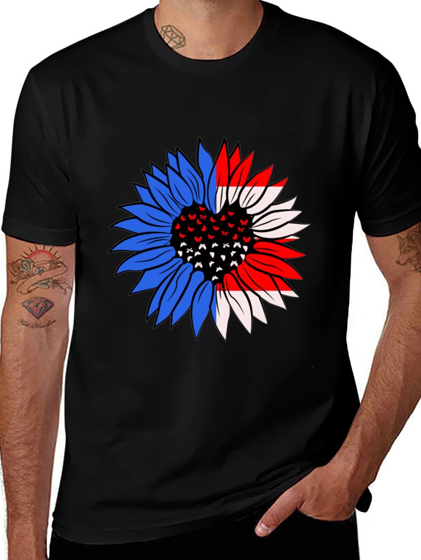 Patriotic Sunflower T-Shirt - USA Pride!