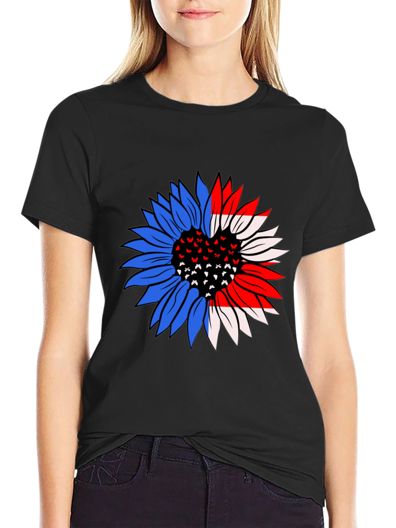 Patriotic Sunflower T-Shirt - USA Pride!