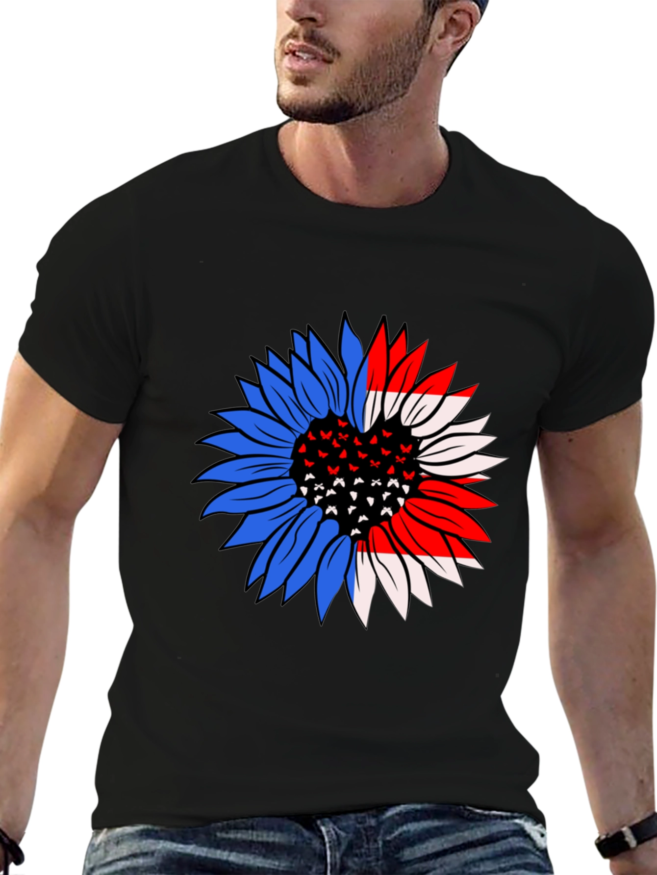 Patriotic Sunflower T-Shirt - USA Pride!