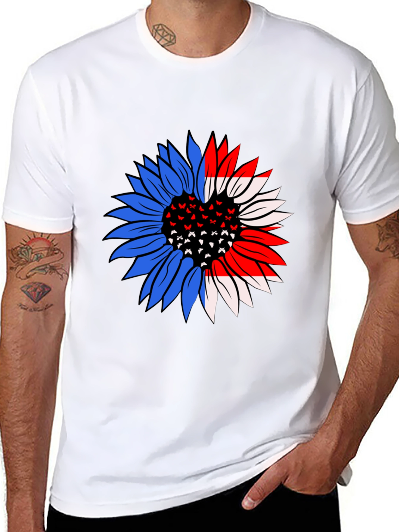 Patriotic Sunflower T-Shirt - USA Pride!