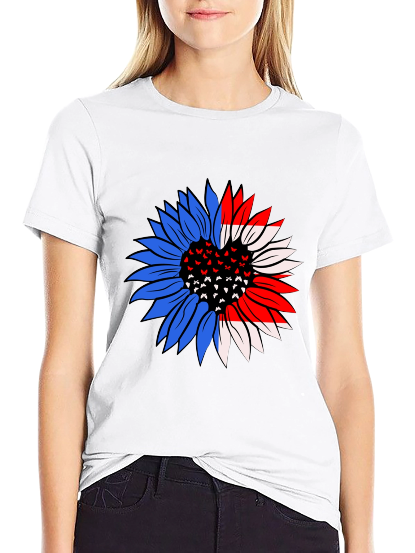 Patriotic Sunflower T-Shirt - USA Pride!