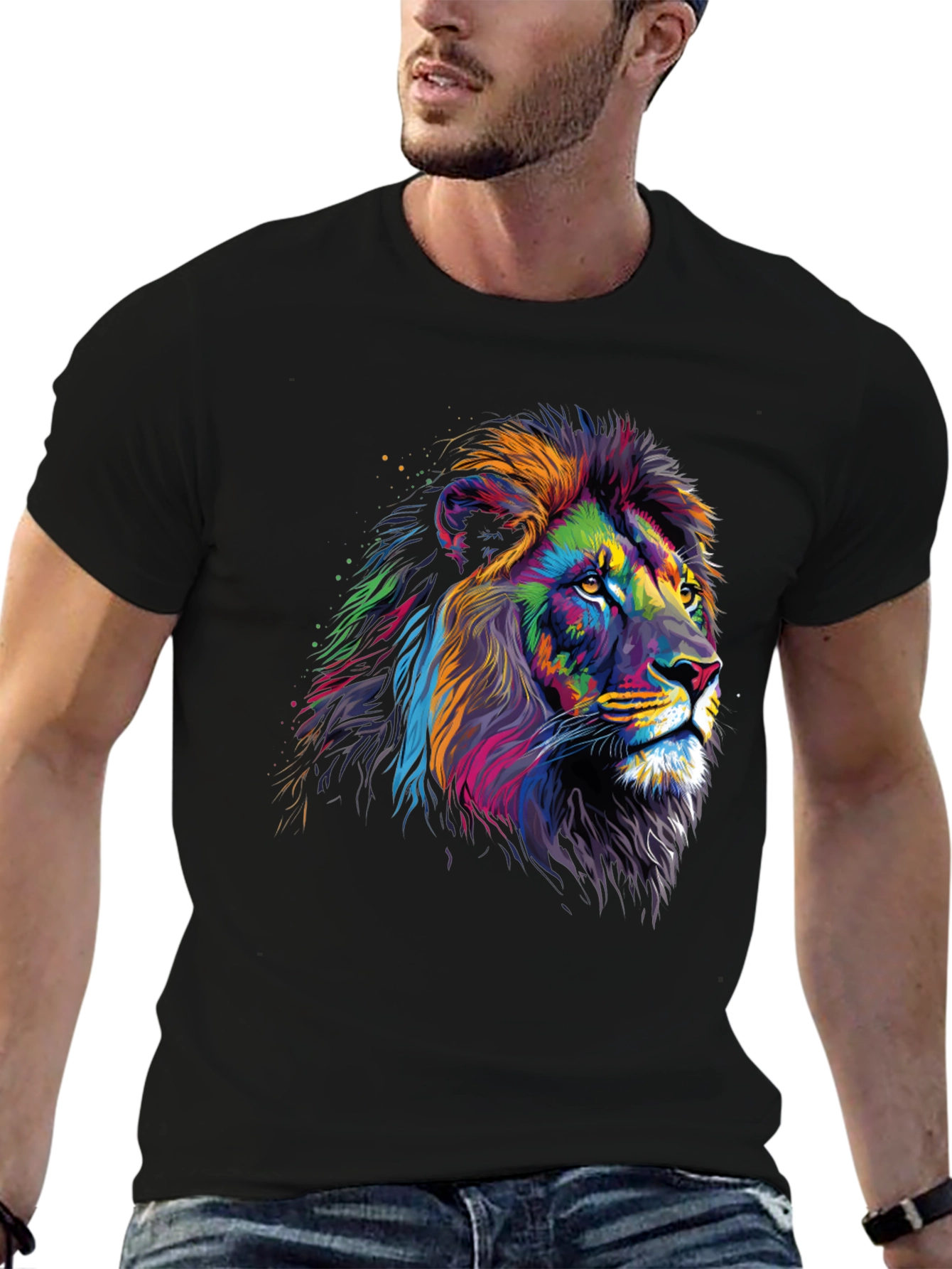 Vibrant Lion Graphic Tee - Bold Statement T-Shirt