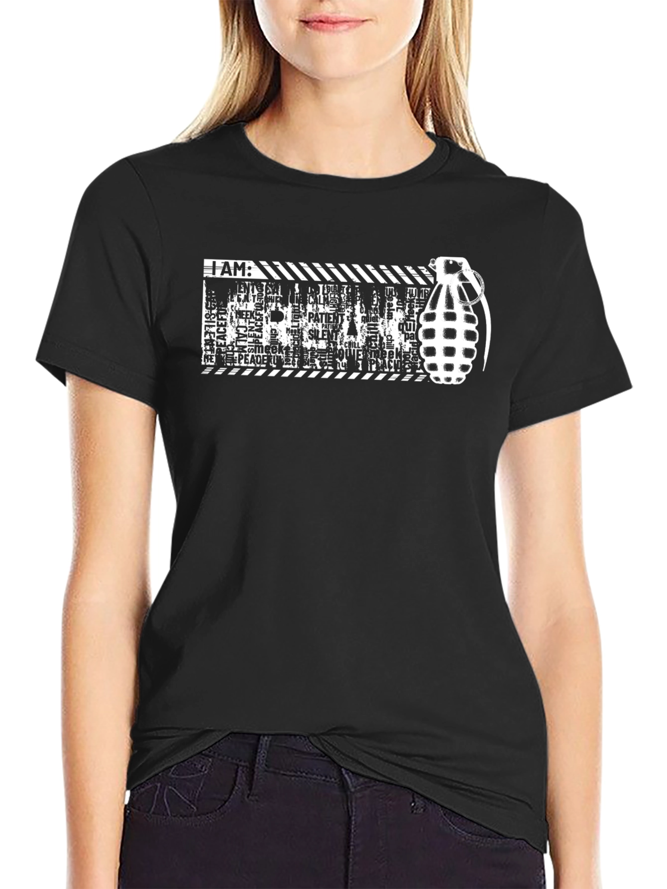 Edgy I AM Grenade Graphic T-Shirt