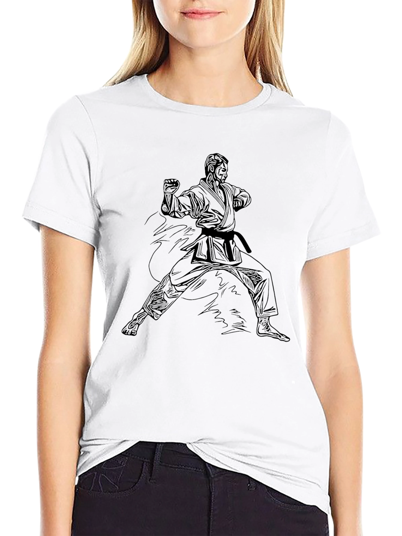 Karate Stance Graphic Black T-Shirt