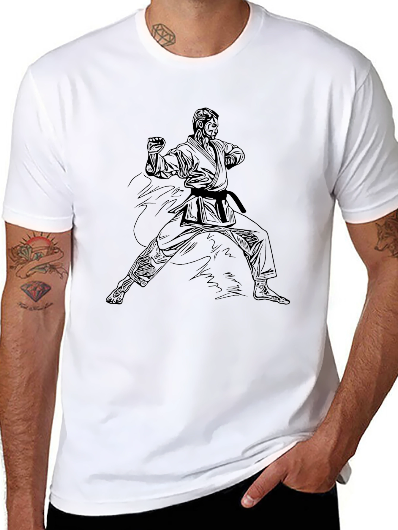 Karate Stance Graphic Black T-Shirt