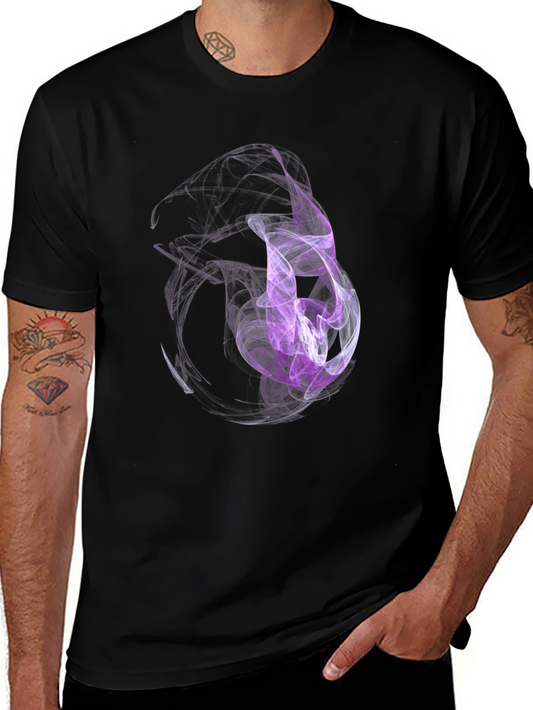 Abstract Smoke Design Black T-Shirt