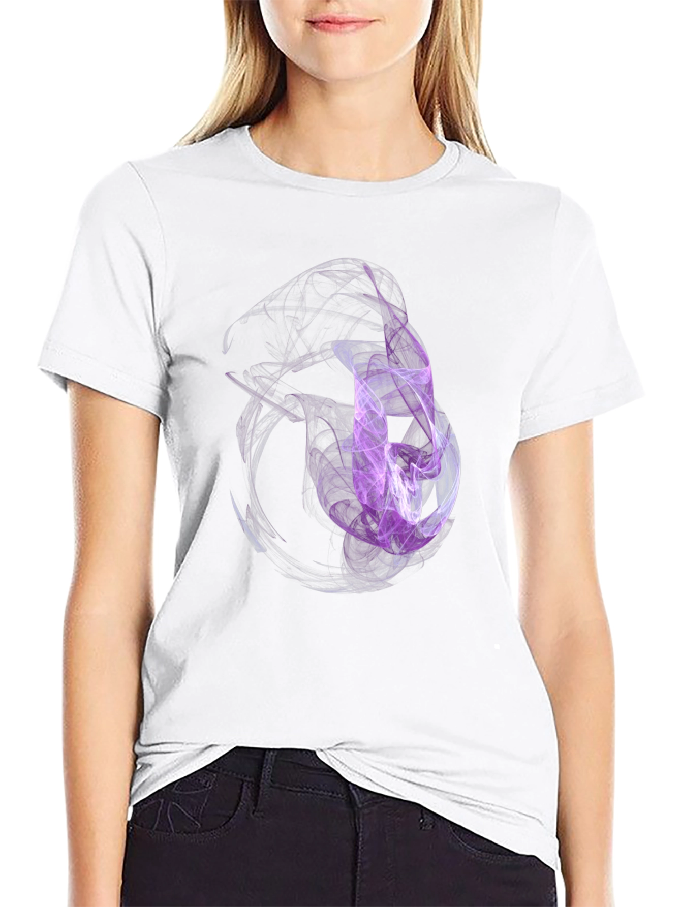 Abstract Smoke Design Black T-Shirt