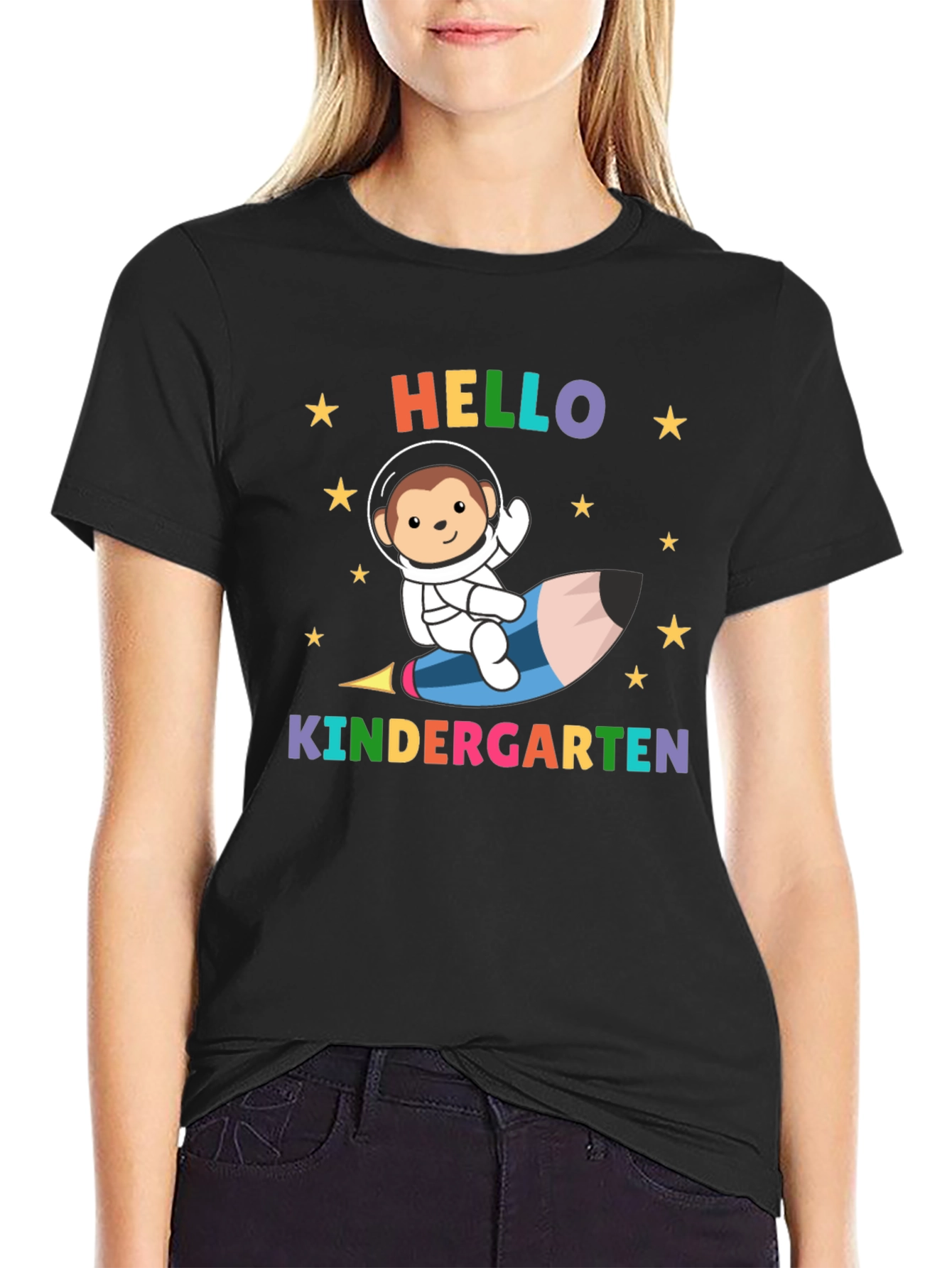 Hello Kindergarten Monkey Astronaut T-Shirt