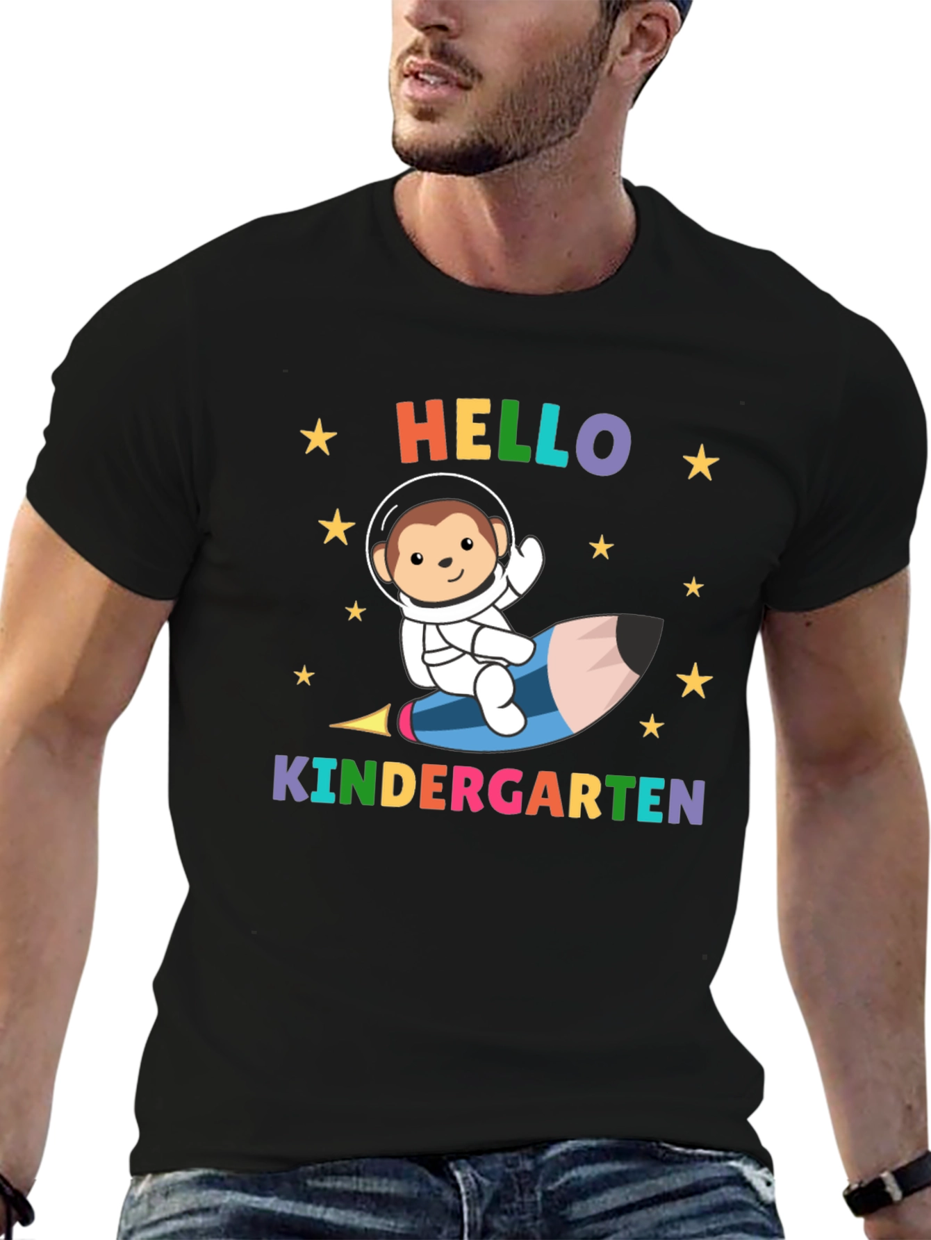 Hello Kindergarten Monkey Astronaut T-Shirt