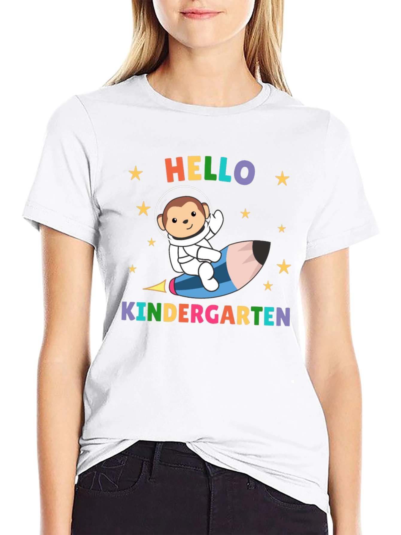 Hello Kindergarten Monkey Astronaut T-Shirt