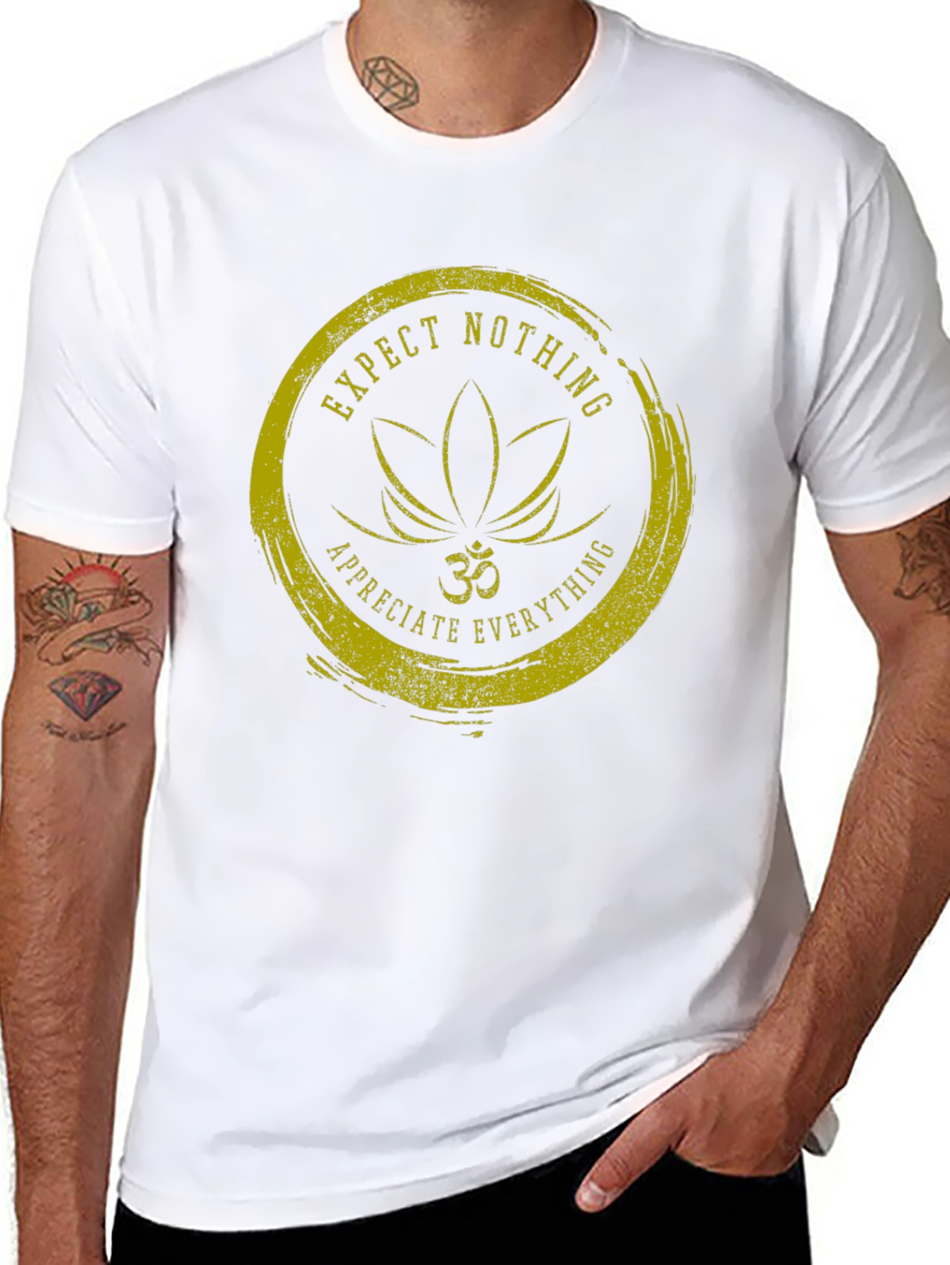 Expect Nothing T-Shirt: Om Lotus Graphic Tee