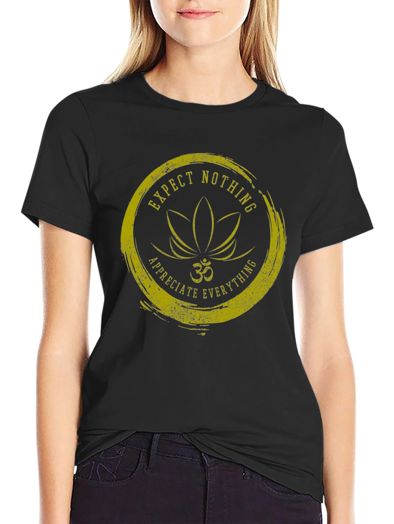 Expect Nothing T-Shirt: Om Lotus Graphic Tee
