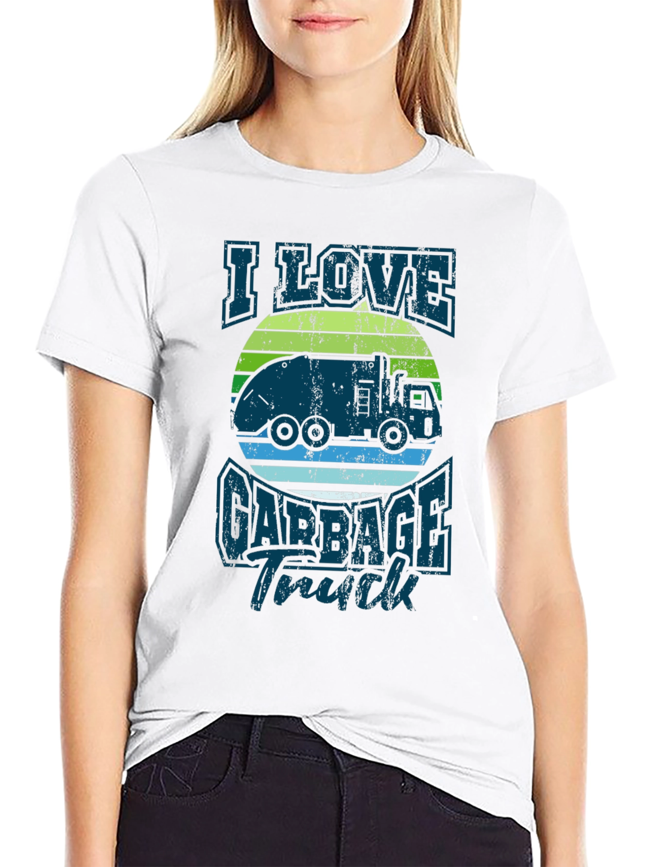 I Love Garbage Truck Graphic Tee - Black