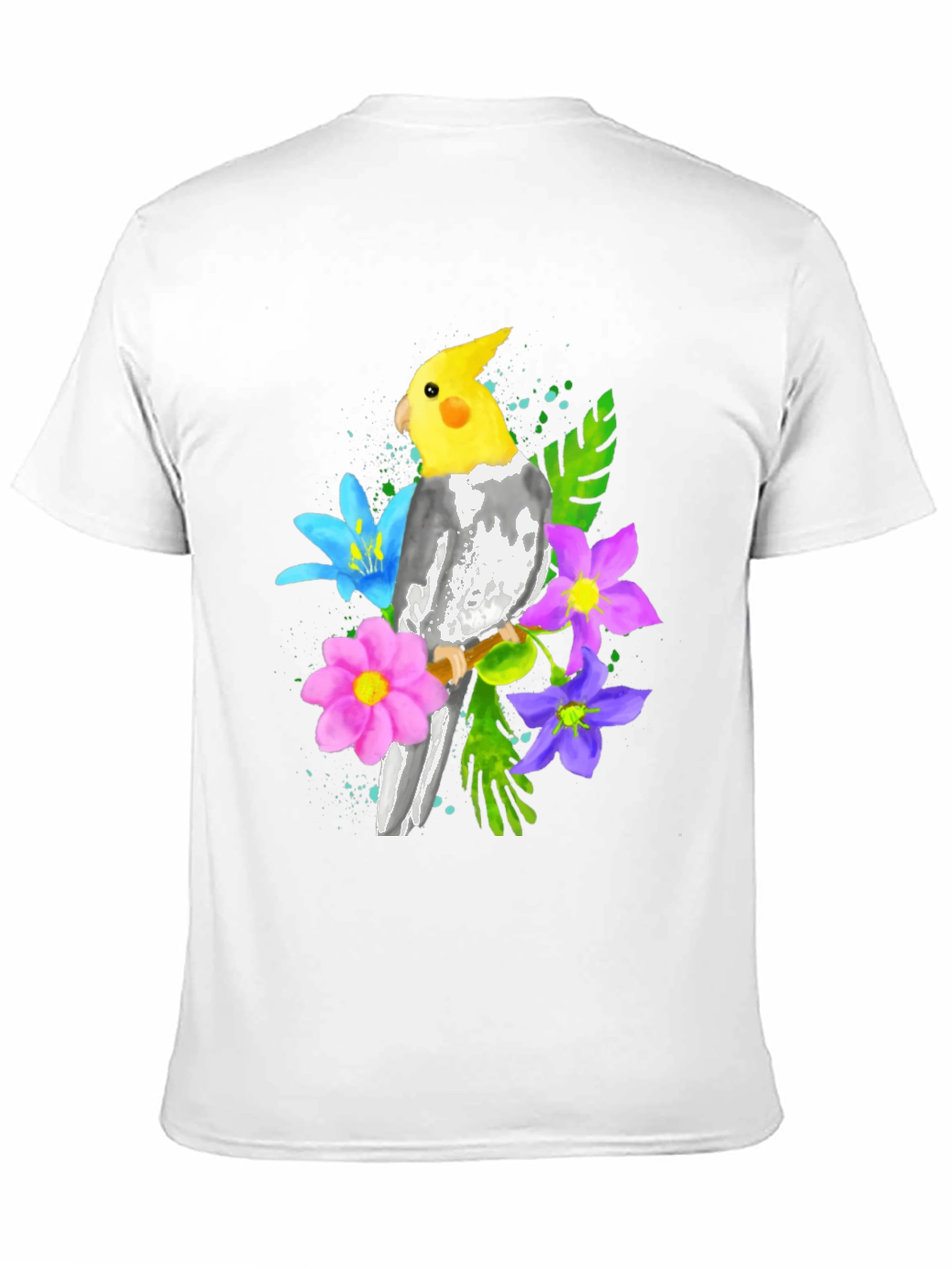 Cockatiel and Flowers Graphic T-Shirt