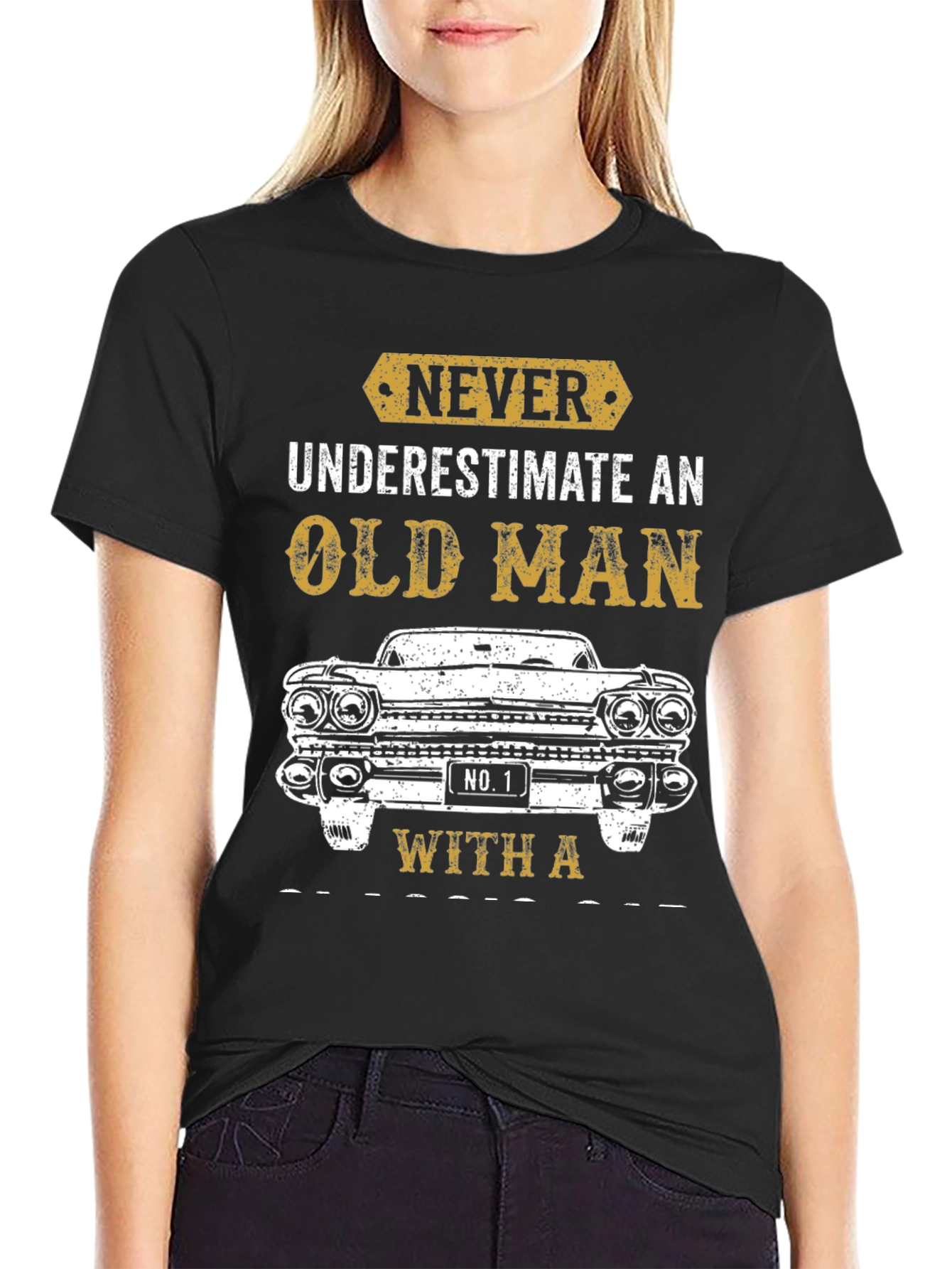 Never Underestimate Old Man With Car T-Shirt