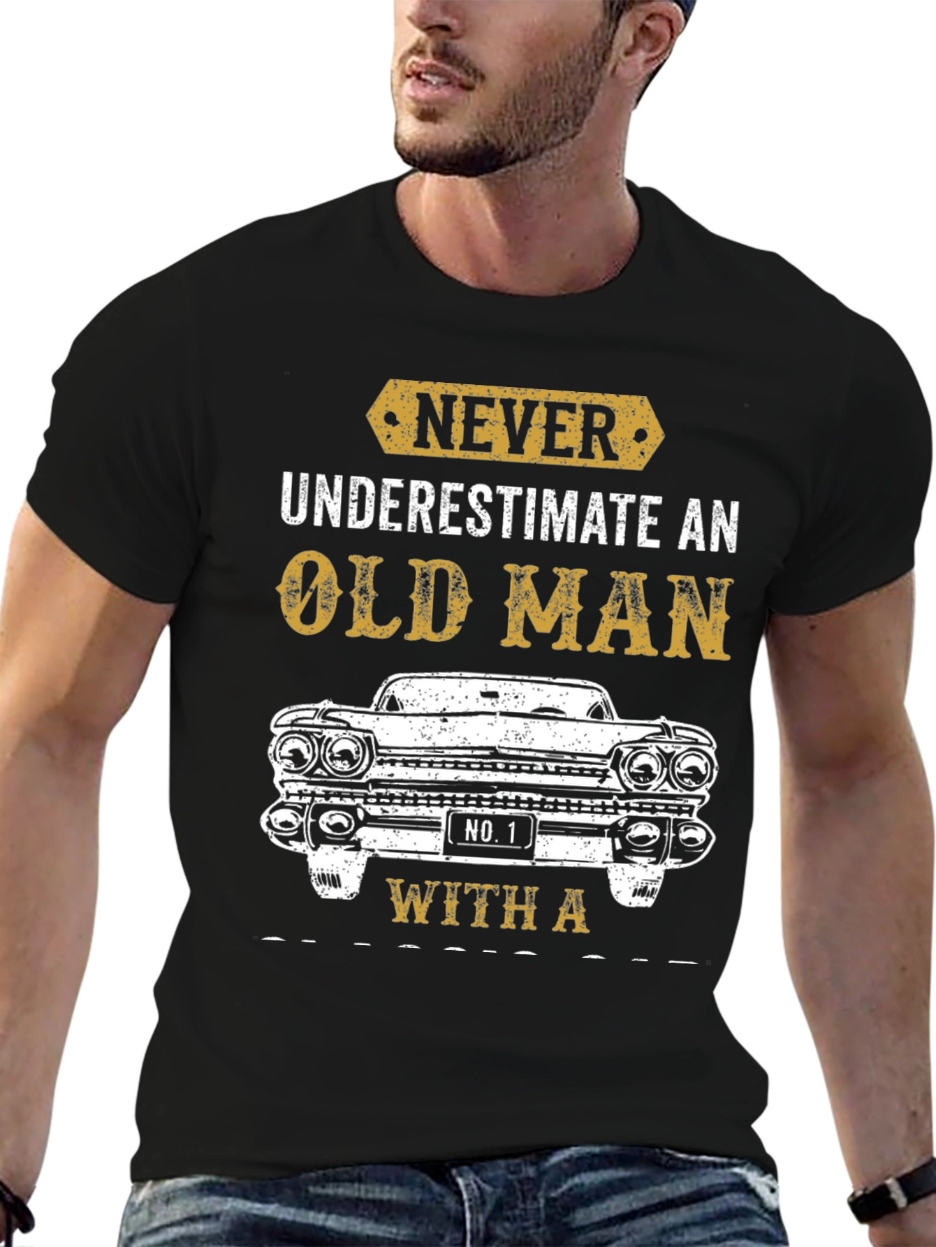 Never Underestimate Old Man With Car T-Shirt