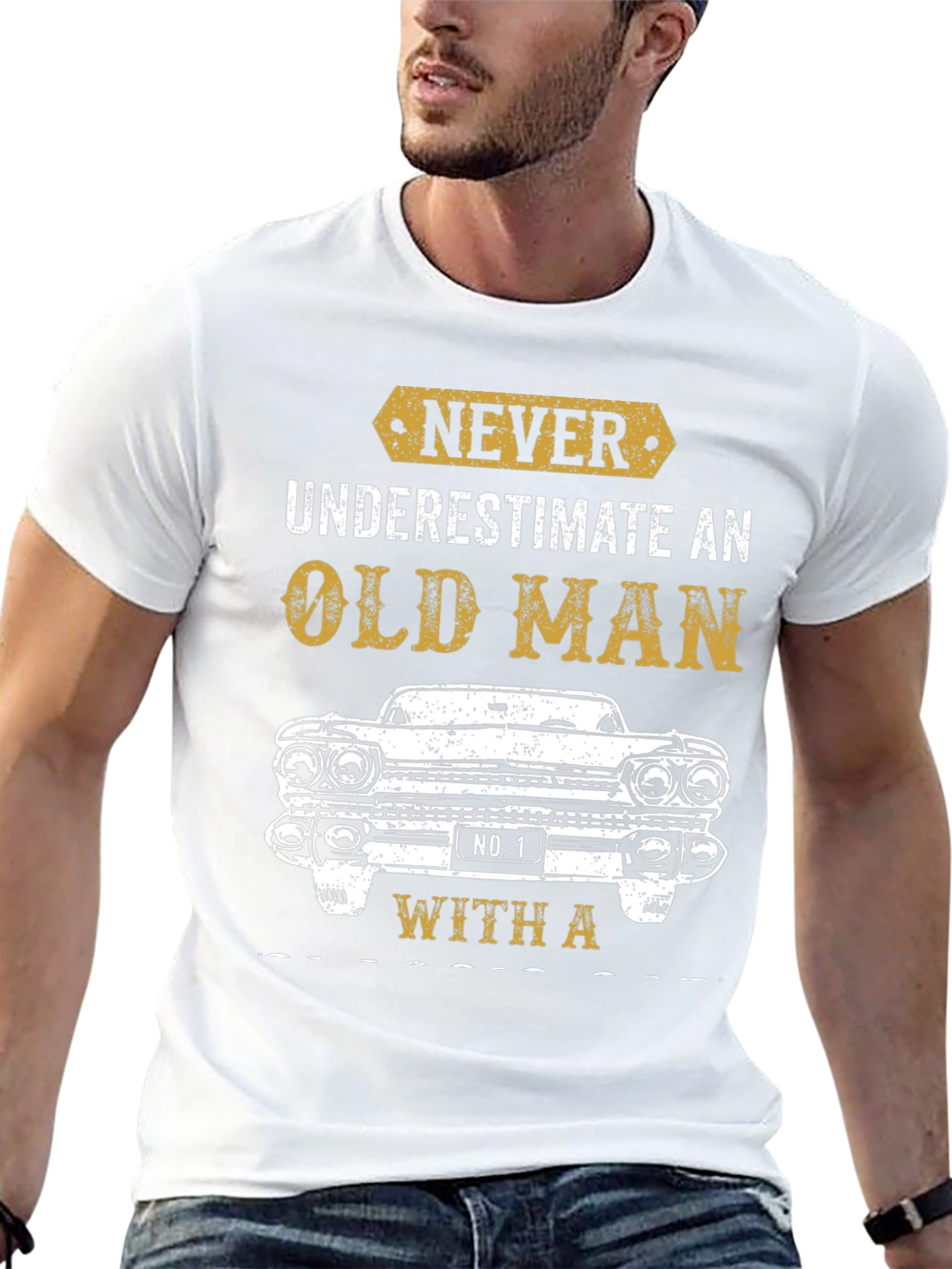 Never Underestimate Old Man With Car T-Shirt