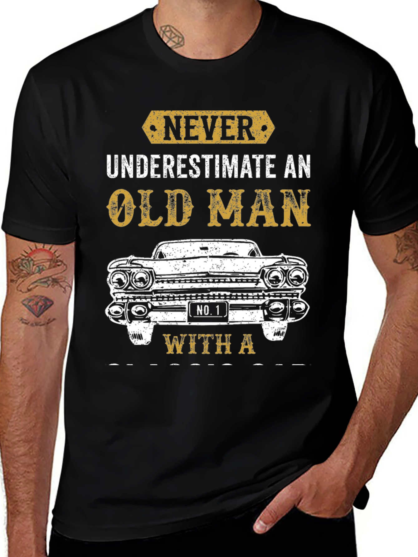 Never Underestimate Old Man With Car T-Shirt