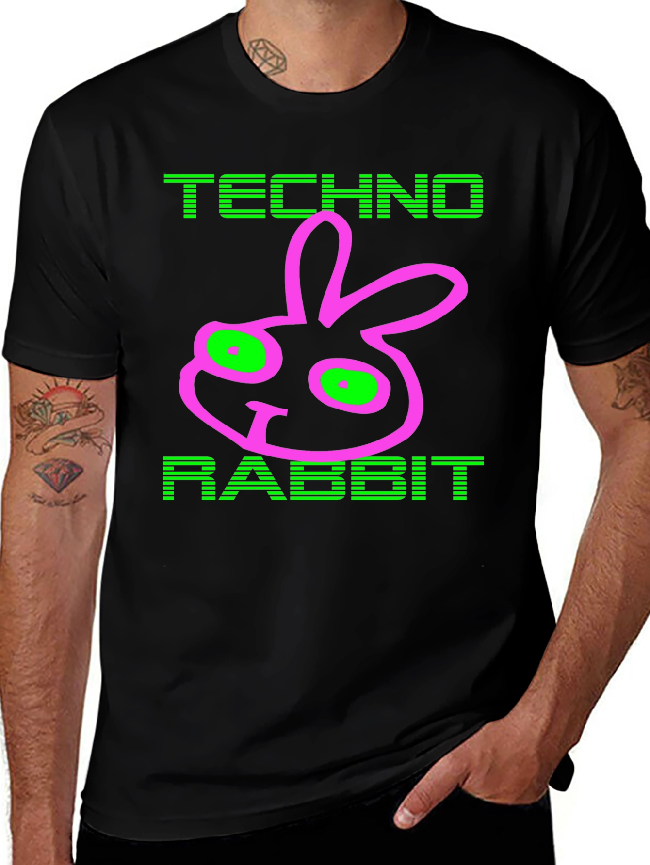 Techno Rabbit Graphic Tee - Mens Black T-Shirt