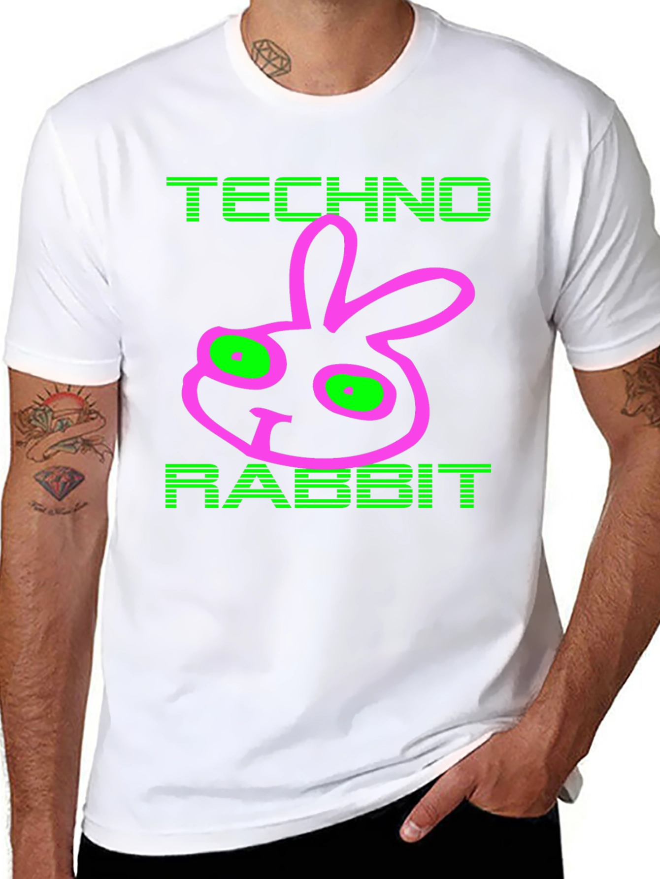 Techno Rabbit Graphic Tee - Mens Black T-Shirt