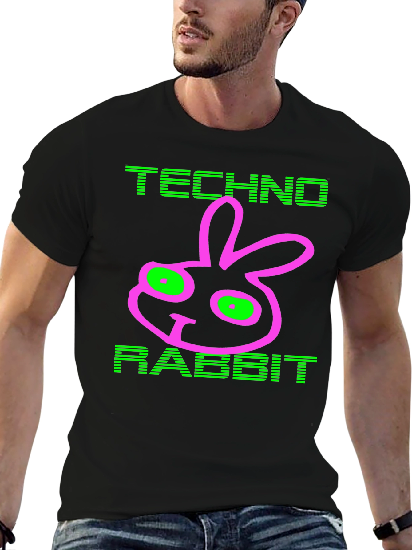 Techno Rabbit Graphic Tee - Mens Black T-Shirt