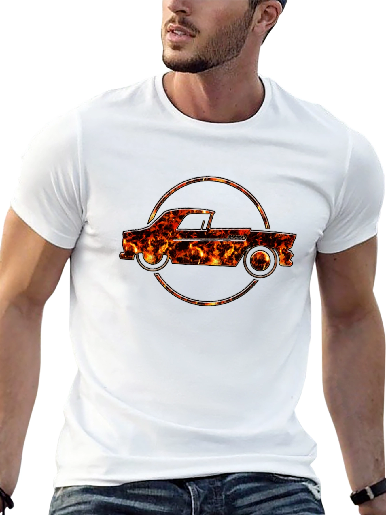 Flame Truck Graphic Tee - Cool Car T-Shirt