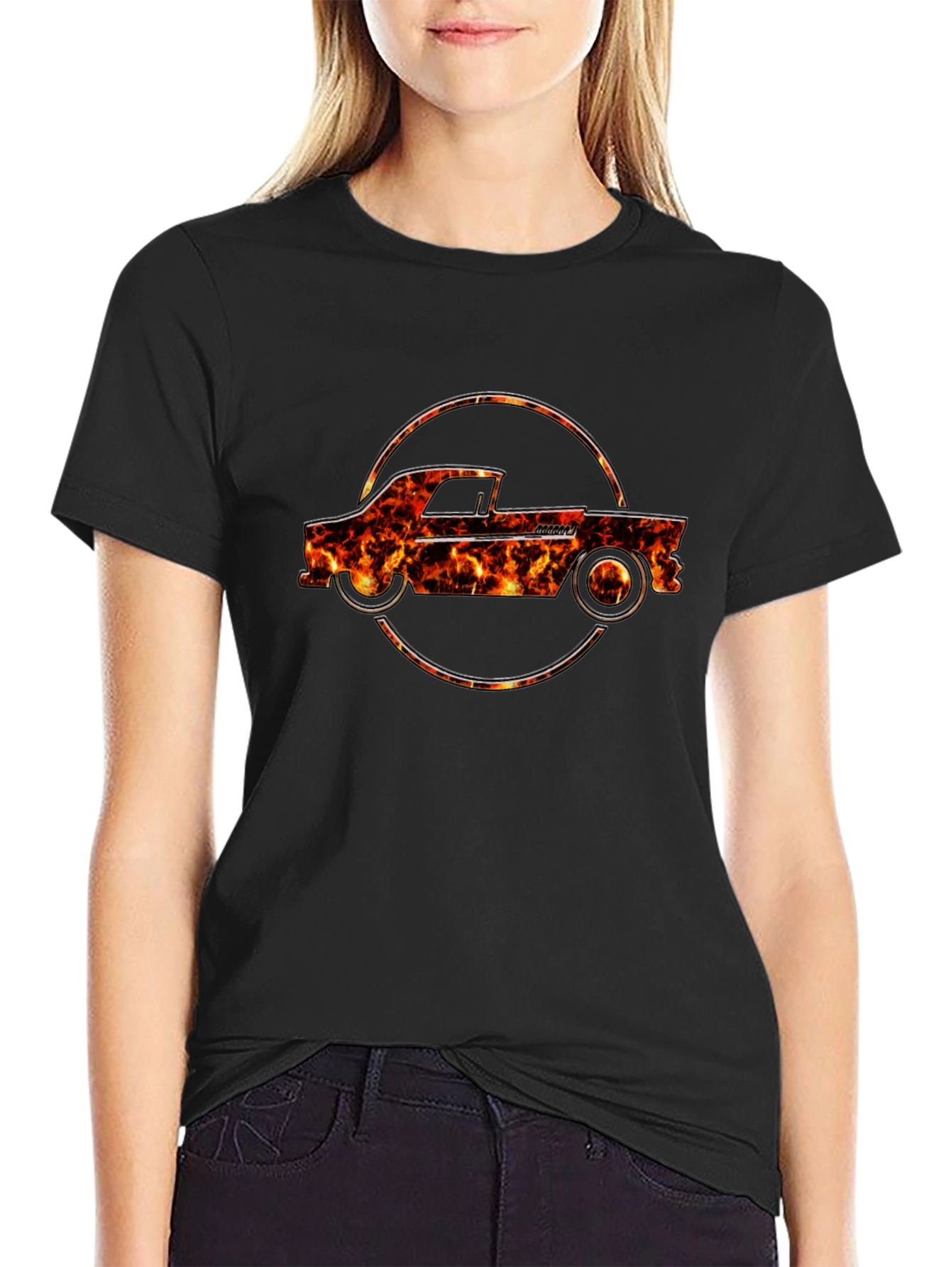 Flame Truck Graphic Tee - Cool Car T-Shirt