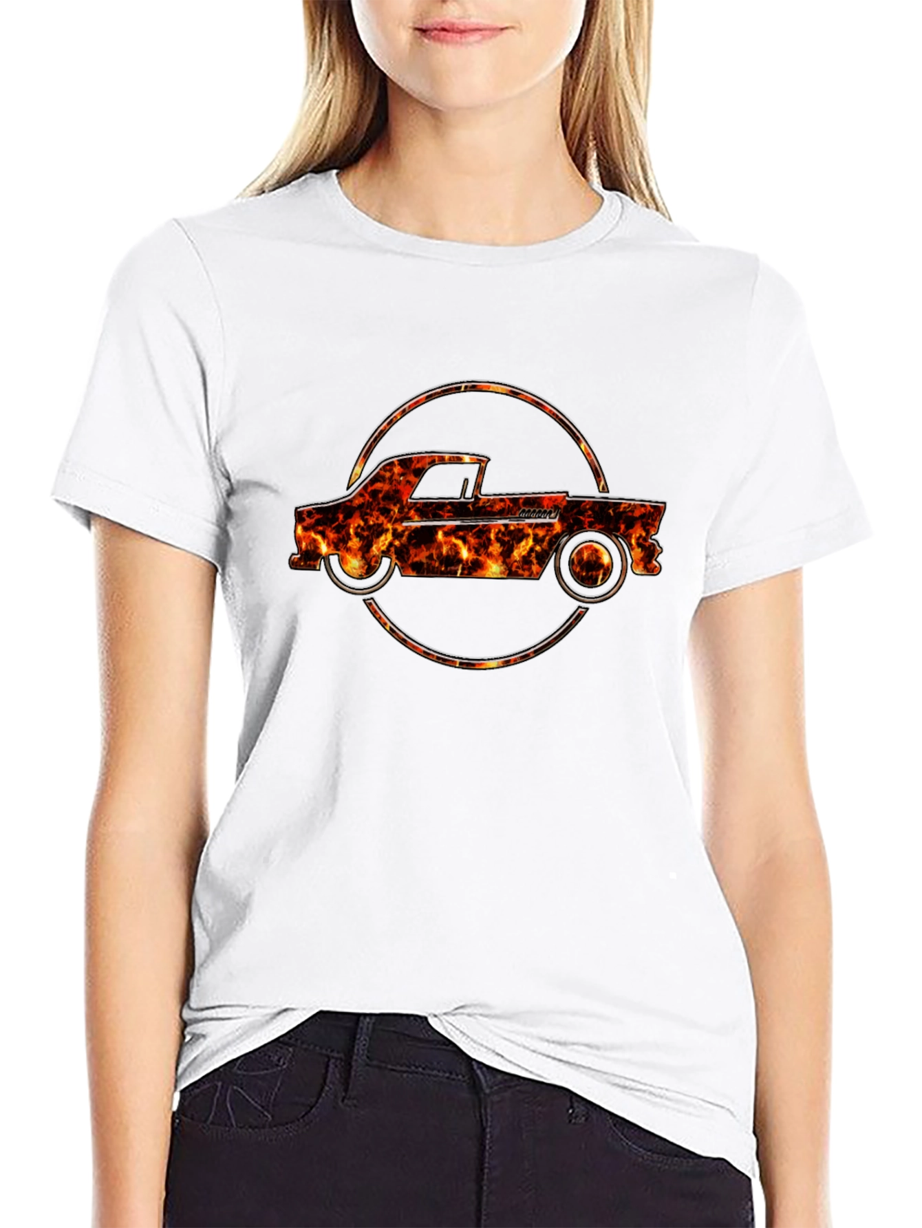 Flame Truck Graphic Tee - Cool Car T-Shirt