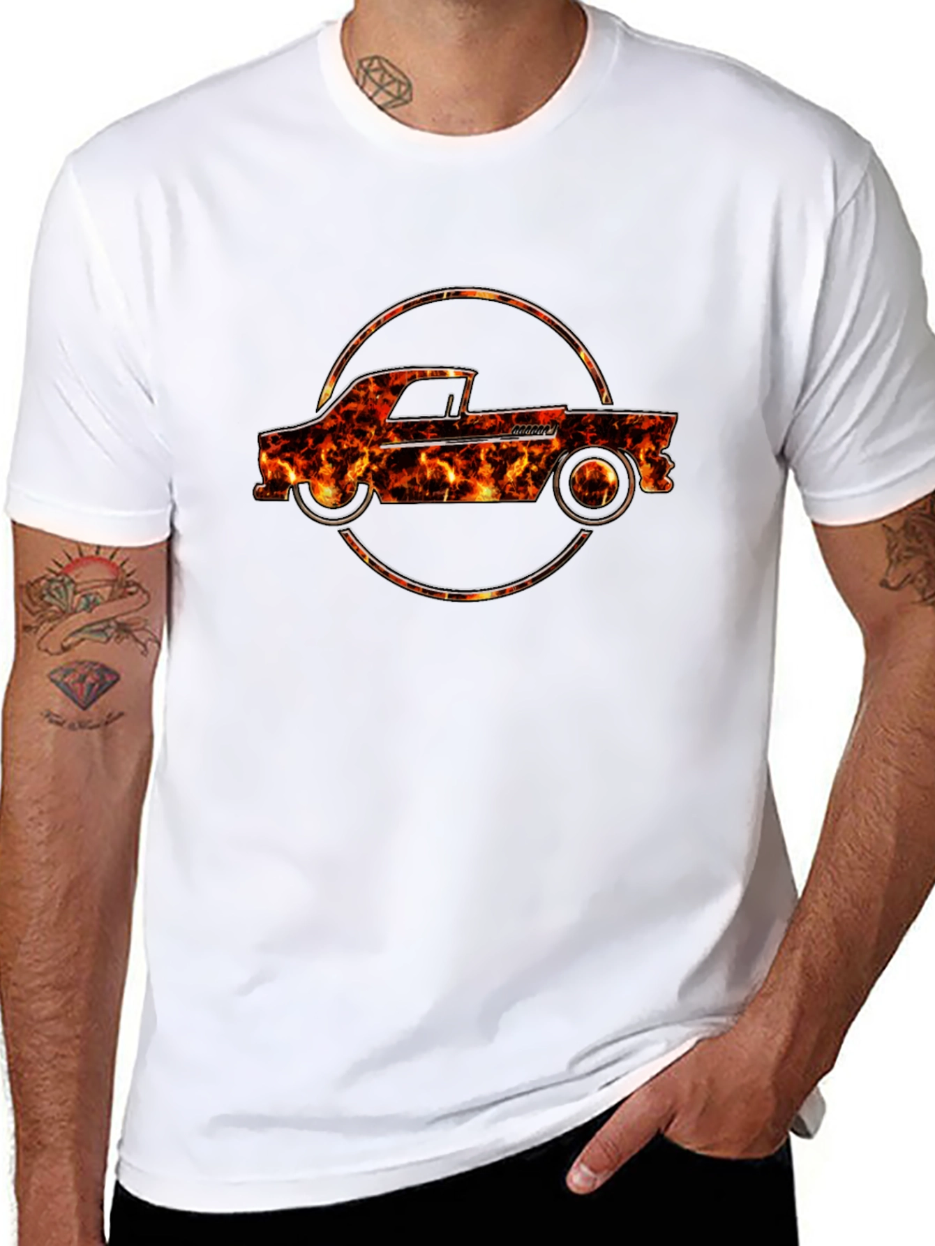 Flame Truck Graphic Tee - Cool Car T-Shirt