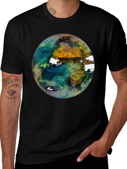 Earth Art Print Black T-Shirt