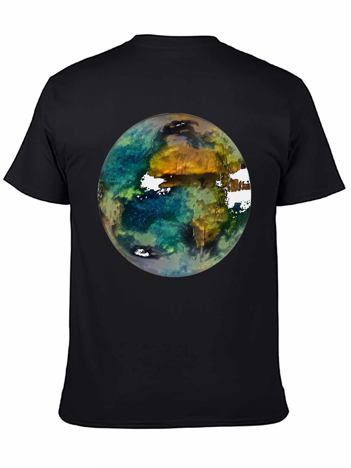 Earth Art Print Black T-Shirt