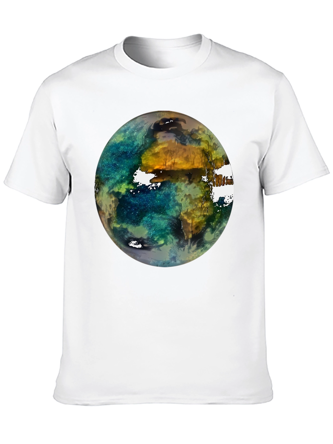 Earth Art Print Black T-Shirt