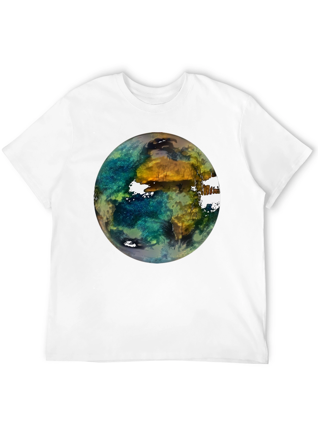 Earth Art Print Black T-Shirt