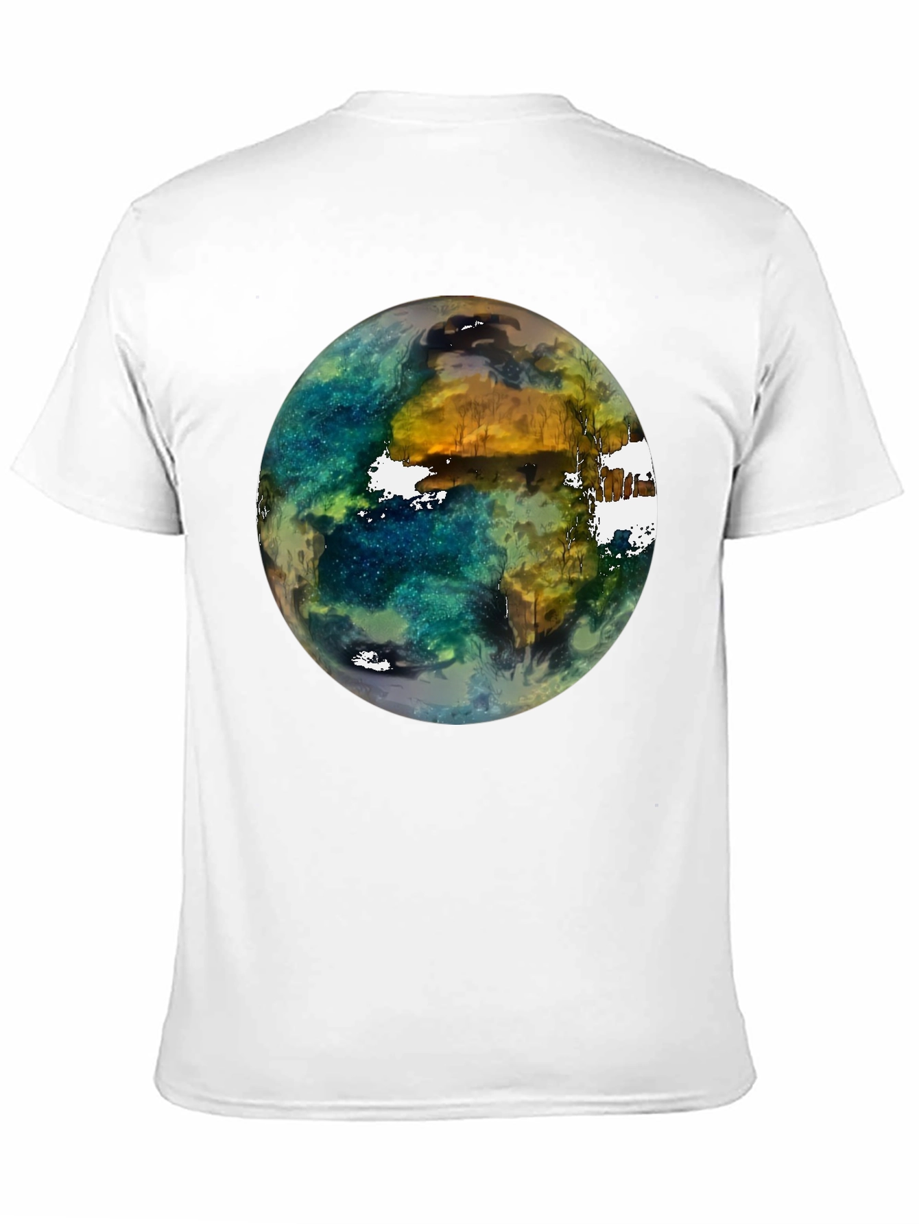 Earth Art Print Black T-Shirt