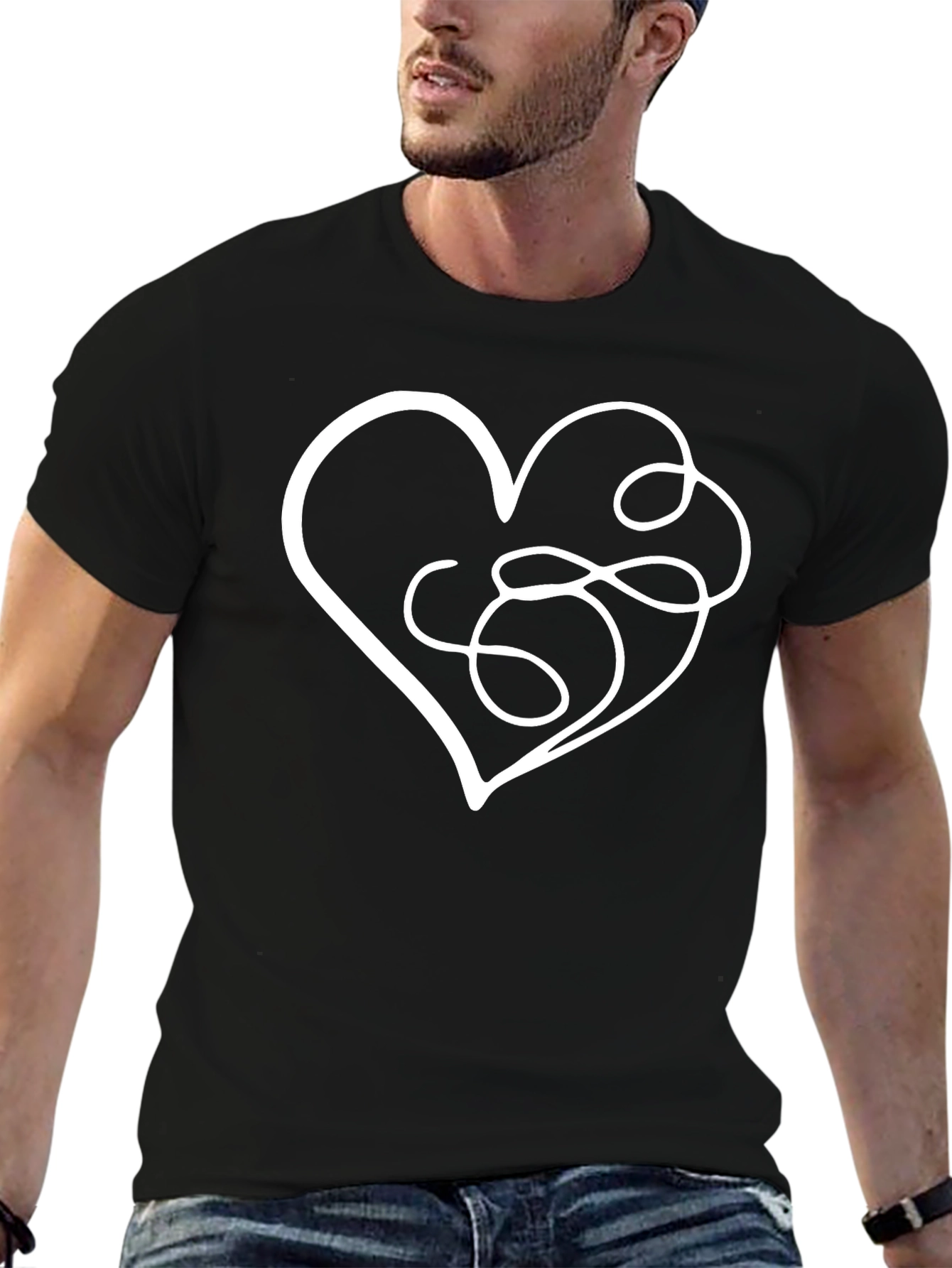 Heart String Graphic Tee - Black
